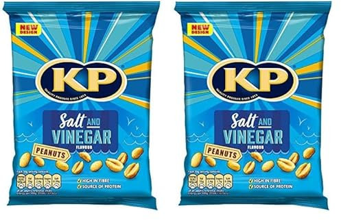 KP Nuts Share Bag of Salt and Vinegar Flavoured Peanuts, 225g (Pack of 2)