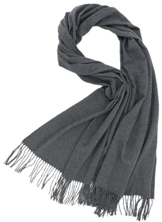 Pashmina-Schal mit Anhänger und Wolle, leichter Wollschal für Damen, weiches Gefühl, Pashmina-Schal, Wickeltuch, Winterschal, Set für Herren, grau, One size