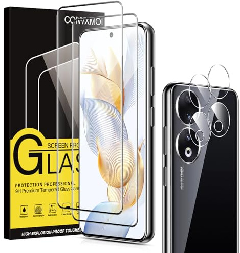 Coiwxmoi Vetro Temperato per Honor 90, 2 Pezzi Pellicola Protettiva Anti Graffio con 3 Pezzi Pellicola Fotocamera, 9H Anti-Graffio Ultra HD Trasparente Vetrino Protezione Schermo