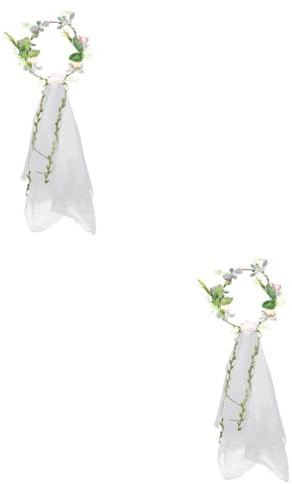 Beatifufu 2stücke Blumenkranz Brautschleier Haaraccessoire Mit Kunstblumen Leicht Und Bequem Für Hochzeiten Partys Und Fotografie Dekorativer Kopfschmuck Cremefarben
