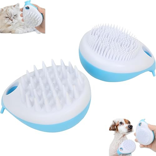 2 Stück Hundebürste Kurzhaar, Katzen Tierhaarbürste, Katze Hunde Grooming Set, Hundebürste Katzenbürste, Gummi-Bade- Und Massagebürste, Badebürste Schäumend Für Hunde Katzen Haustier (Blaue Walform)