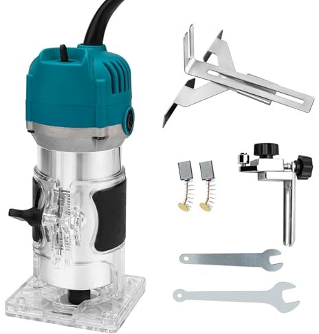 AXGCAA Fresadora de Palma, fresadora de Madera eléctrica de 800 W con 2 Llaves, fresadora de Mano eléctrica, fresadora compacta para carpintería, para ranurado, Recorte y Biselado Profesional(Blue)