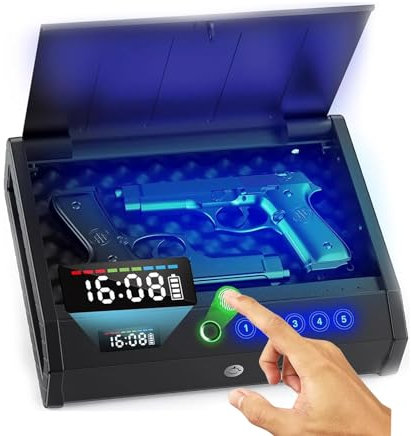 XRRJFYH Caja Fuerte Biométrica para Armas de Mano, Caja Fuerte para Pistolas, Caja Fuerte para Armas Ignífuga con Desbloqueo de 3 Vías
