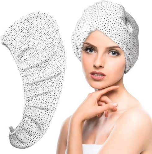 KEYRI 1 Pezzi Asciugamano Microfibra Capelli Ultra Morbido e Privo di Pelucchi Turbante Asciugacapelli Asciugatura Rapida Asciugamani Microfibra con Fibbia per Donne e Ragazze (Punto)