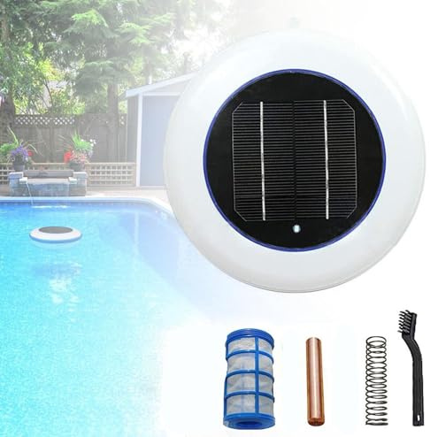 Solar-Poolreiniger, Poolreiniger, Wasseraufbereitungsgerät, effektive Filterausrüstung, Kupfer- und Silberionen, maximal 22.000 Gallonen Wasserreinigung