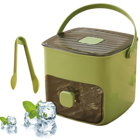 Bac À Glaçons Avec Couvercle Et Poubelle, 48 Compartiments Appuyez Sur Type Ice Maker, Réutilisable Moule À Glace, Bac À Glaçons Avec Tiroir Pour Congélateur Pour Les Cocktails Et Le Jus De Café