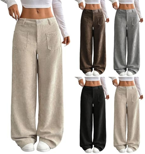 Pantaloncini da donna in velluto a coste, pantaloni a gamba larga con bottoni, pantaloni comodi e sciolti, pantaloni palazzo alla moda per l'autunno e l'inverno, pantaloni da lavoro per ufficio con