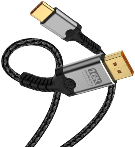 baolongking USB C zu DisplayPort 2.1 Kabel, 16K@60Hz, 8K@120Hz, 4K@240Hz, unidirektionale Thunderbolt 3/4/5 bis DP -Kabel, kompatibel mit MacBook Pro/Air, iPhone 16 Pro/Max, XPS, Mac Mini (1M)