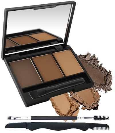 Eyebrow Powder Kit,3 Color Eye brow Tinting Powder Kit with Razor for Women | Long Lasting Waterproof Eyebrow Powder Dark Light Brown, Taupe Eye Brow Filler with Brush, Christmas Eye Makeup Kit for Women
