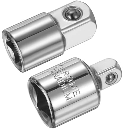 sourcing map 2pcs Impact Socket Adapter Set 3/8 to 1/4 1/4 to 3/8 Square Drive Increaser Standard SAE Converter Impact Driver Ratchet Wrench Breaker Bar Conversion, Silver