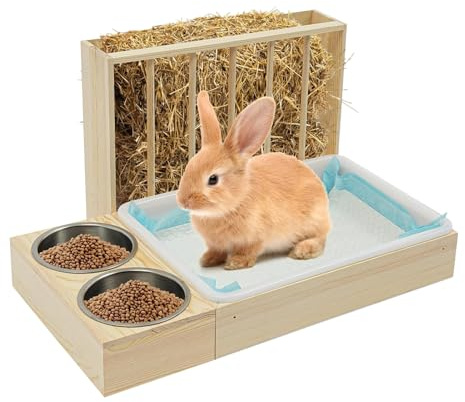 Roqalmia Bunny Food Dispenser - Multifunctional Feeding Supplies - Cage Bunny Hay Rack Hamster Food Bowl | for Pet Lovers Chicken Hedgehog Indoor Outdoor Travel Enclosure Cage Home