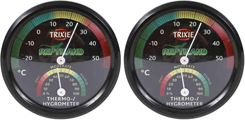 Thermomètre/hygromètre, analogique - pour un contrôle précis de la température et de l'humidité dans le terrarium (Lot de 2)