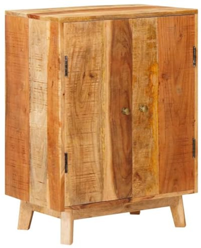 HETFTJN Mangoholz Sideboard 55x35x75 cm mit 2 Paneeltüren, Modernes Regal mit Massivholz-Optik, Stauraum-Schrank für Wohnzimmer, Flur und Schlafzimmer