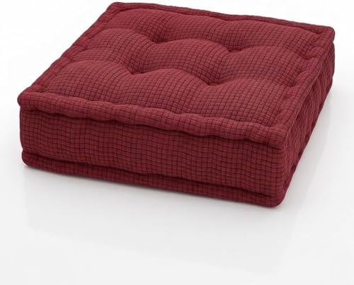 Pro Home Booster Cushion for Chair & Armchair – Thick Firm Support to Seat Riser Height for Elderly & Adults, Pressure Relief for Pregnancy, Recovery & Comfort, Washable Cover (Red (Tufted))