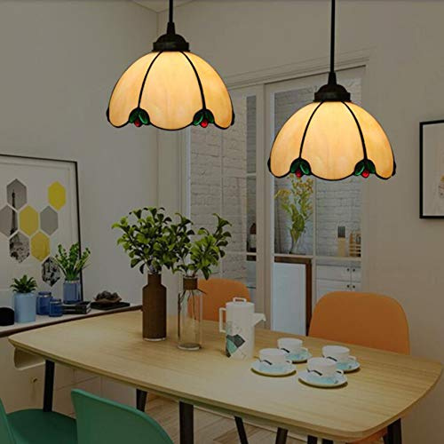 Ljuskrona Vintage Lampskärm i Målat Glas Taklampa Hängande 2 Ljusarmatur Justerbar Sladd Tråd Matsal Sovrum Lampa 110-240v E27 L