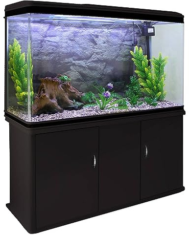 MonsterShop Aquarium Starter Komplettset Mit Unterschrank, Kies und Hintergrund - 143.5cm H x 120.5cm B x 39cm T