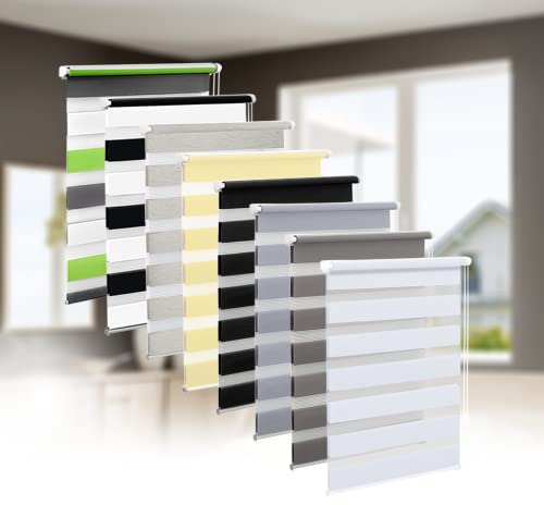 Eurohome Doppelrollo Klemmfix ohne Bohren, Duo Rollo,85cm x 150cm (Stoffbreite 81 cm) Weiß Transparentes und undurchsichtiges Sichtschutz Rollo mit Klemmträgern für Fenster und Türen