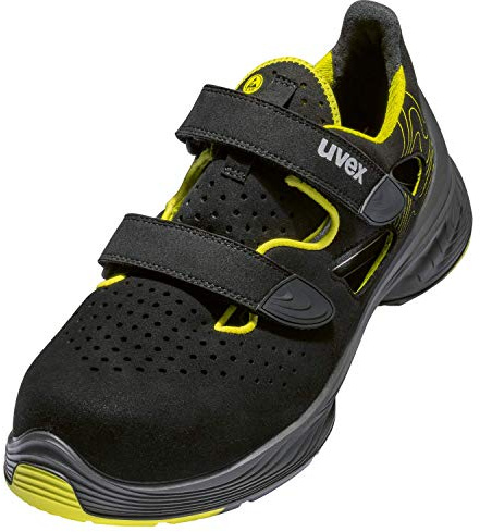 Uvex 68420 säkerhetssandal – S1 SRC – gul-svart – bredd 14 – extra bred, Gul svart, 41 EU