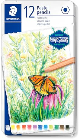 STAEDTLER 146P Pastellkreidestifte – 12er Metalletui, sechskantig | Sortierte Farben, weicher Farbabstrich – für samtig matte Bilder – Art.-Nr. 146P M12