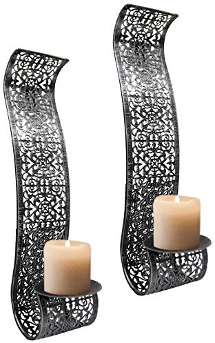 Möbelbörse 2 Stück Kerzenhalter Set Wandkerzenhalter Leuchten Kerzenständer Orientalisch Metall 38x9x12cm