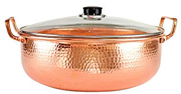 XXSC-ZC Reiner Kupfer-Topf, Rot, 36CM, 2.6 Liter, Unbeschichtet, Kupfer-Hotpot, Kochtopf, Kupfertopf * 1