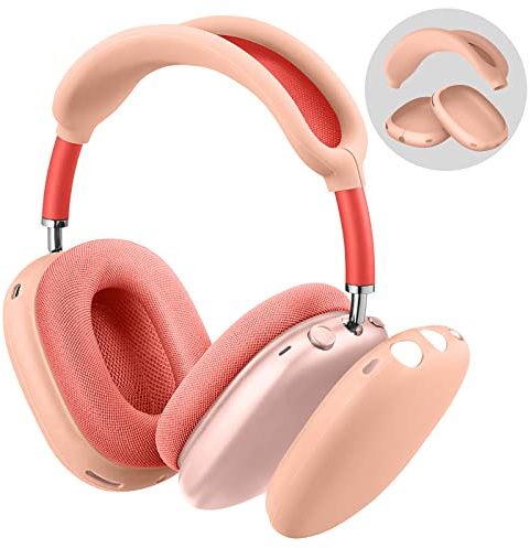 Fintie Silikonhülle Kompatibel mit Apple AirPods Max Kopfhörer, Kratzfeste AirPods Max Ohrmuschelabdeckung und Stirnbandabdeckung, Kopfhörer Zubehör, Rosa
