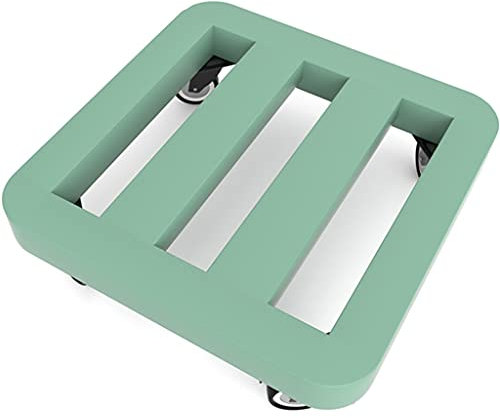 ZYCSKTL Pflanzenroller Balkon Quadratische Topfpflanzenschale Mit Rollen, Mobiles Rundes Eckblumenregal Aus Verdicktem Kohlenstoffstahl, Belastbar 100-200kg (Color : Green, Size : 45cm)
