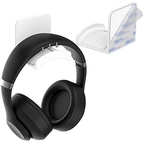 HomeMount Headphone Stand Headset Holder - Adhesive Gaming Headphone Hanger Hook Desk Mount for Most Headphone & Controller (White)