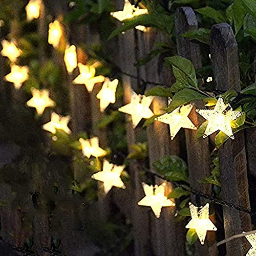 FANSIR Solar String Lights Garden, 100 LED Star Fairy Lights Outdoor Solar Powered Led Star String Light Waterproof 8 Modes Decorative Light for Garden Patio Yard Home Wedding Party, Warm White