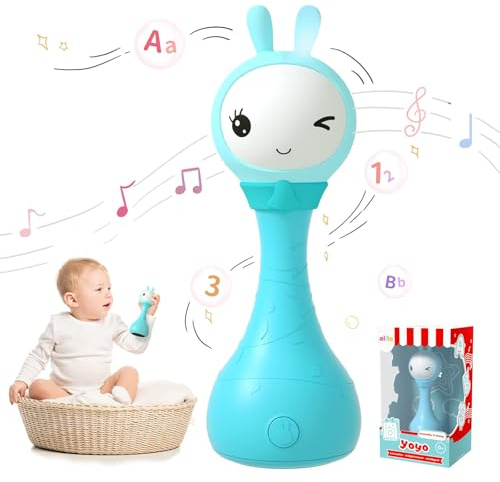 Talking Bunny Toys Repeats What You Say, ABC Learning for Toddlers Preschool Toys with Numbers Music Learning Baby Toys Smarty Rattle with Songs Stories Kids Toys 0-6 Years Boy Girl (YoYo, Blue)