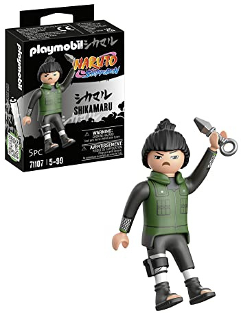 PLAYMOBIL Naruto 71107 Shikamaru in dunkelgrüner Weste mit schwarzer Hose und schwarzen Stiefeln und Kunai, kreativer Spielspaß für Animefans mit tollen Details und authentischen Extras, ab 5 Jahren