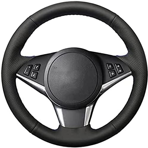 Auto-Lenkradbezug aus schwarzem Leder, für BMW E60 E61 530d 545i 550i E63 E64 630i 645Ci 650i 2003-2010, Black Line