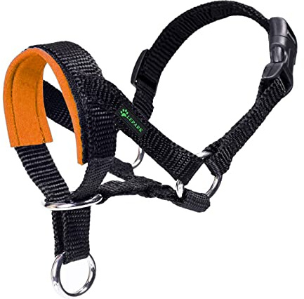 Hundehalfter Mit Gepolstertem Stoff, Halfterhalsband Für Hunde, Verstellbar Und Ziehen verhindert. (M, Orangegelb)