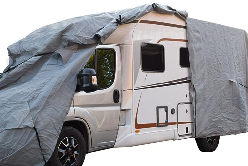 GreenYard® Wohnmobil Schutzhülle mit Reflektoren | Größe L 730 x 235 x 275 cm | Camping Schutzplane | Schutz vor Staub und Nässe | wasserabweisend und atmungsaktiv | langlebig