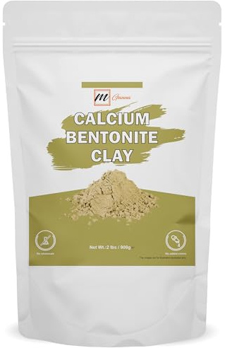 mGanna 100% Natural Calcium Bentonite Clay (Food Grade) for Body Detox, Facial Masks, Creams, Body Wraps, Skin Tightening, and Soap Making 2 lbs / 908 g