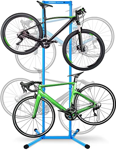 Fahrradständer für 4 Fahrräder (max. 109 kg), freistehender Schwerkraft-Fahrradträger mit voll verstellbaren Armen, bohrfrei, vertikaler Fahrradbodenständer für Innenaufbewahrung, geeignet für jeden