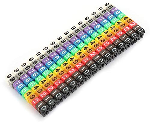 Drahtmarker, Digitales Zahlenrohr Drahtnummern-Etiketten-Röhrchen-Set, E-outstanding 200PCS 0-9 kodiert Clip auf Kunststoff-Kabel-Identifikation Drahtmarker für die Kennzeichnung der Farbe kodiert Kab