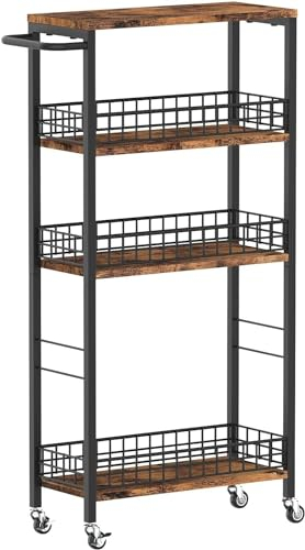 Nandae Carrello a 4 Ripiani, Carrello Cucina Salvaspazio con Ruote, Struttura in Acciaio, Maniglia, Carrellino Piccoli Spazi, Bagno Salotto Studio