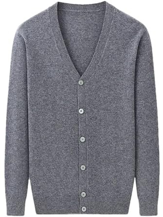 Hgvcfcv Cárdigan de cachemira para hombre, chaqueta grande con cuello en V, punto por computadora, talla grande, suéter de punto de cable para hombre, cárdigan para hombre