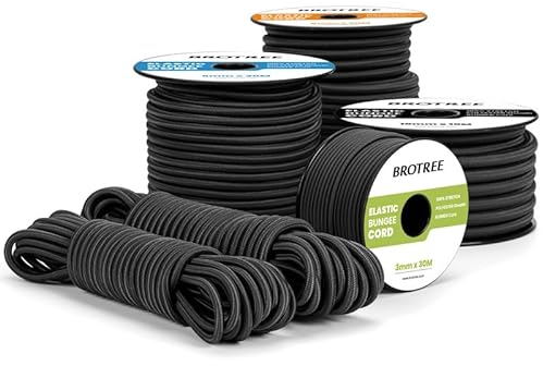 Brotree Gummiseil Expanderseil 4mm x 10m Schwarz - Planenseil Spanngummi Spannseil Wetterfest für Plane, Anhängerplane, Zelte, Camping, Netz
