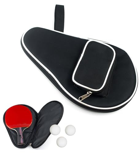 Bordtennisracketfodral, klubbskydd bordtennis, bordtennisracketväska, bordtennisväska, ger plats för 2 racketar, extra bollfack för 3 bollar, fallsäker förvaring sporttillbehörsväska