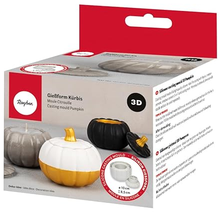 Rayher Molde silicona calabaza 3D, 10 cm ø, 8,5 cm alto, con tapa, manualidades, 36162000