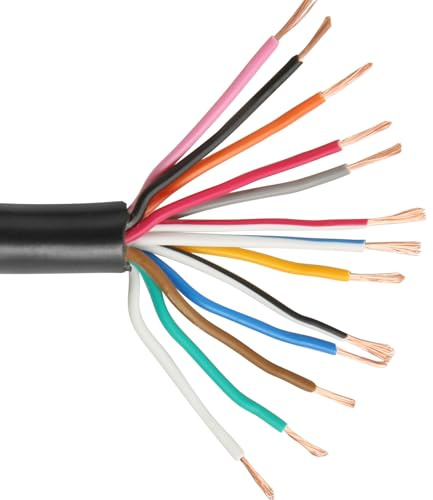 ETUKER Cable de Remolque 13 Polos 2M 13x0.5mm² Cable Vehículo 13Hilos Ronda Cable Eléctrico 13Núcleos para Pilotos Remolque
