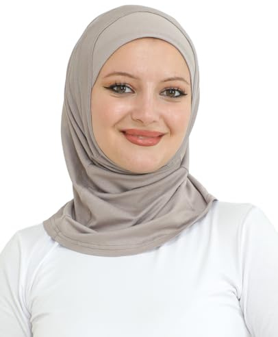 Prien Hijab Istante Sportivo Per Donna, Turbante Musulmano In Cotone, Sciarpa Testa, Vestiti Da Preghiera Hijab, Abbigliamento Foulard Islamico (Visone Chiaro)