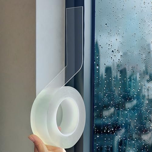 CONNECTION 2inch x 32.8ft Window Weather Sealing Tape Transparent Window Sealant Tape for Winter Draft Isolation Seal and Save Tape Clear Acrylic Sealant Tape for Window Door Keep Out Cold Air Rain