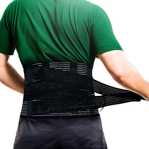 Lumbosacral Back Support Lumbar Back Brace Adjustable, Breathable Corset Back Support Belt Back Brace for Lower Lumbar Pain Relief for Men and Women (Black, 26cm Height (85-90) Large)