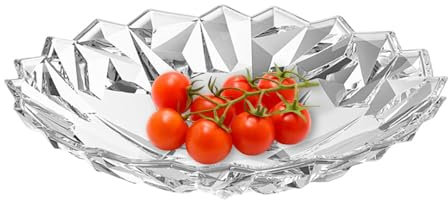 OULIGET Ciotola da banco in cristallo per frutta, insalatiera in plastica trasparente, ciotola decorativa a forma di fiore per gelato, caramelle, noci e frutta