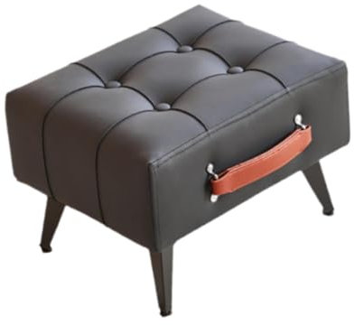 Stilvoller, rutschfester Kunstleder-Fußstütze, Ottomane, Hocker für Schlafzimmer, Couch, Schwarz
