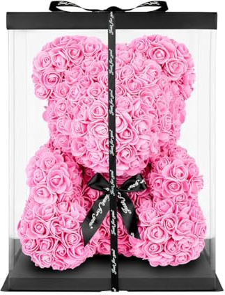 Romantic Bear Rose Valentine’s Day Presents for Her, Flower Bear, Birthday Presents for Wife Girlfriend Mom, and Presents for Anniversary Women Day, Mothers Day, Christmas (Pink)