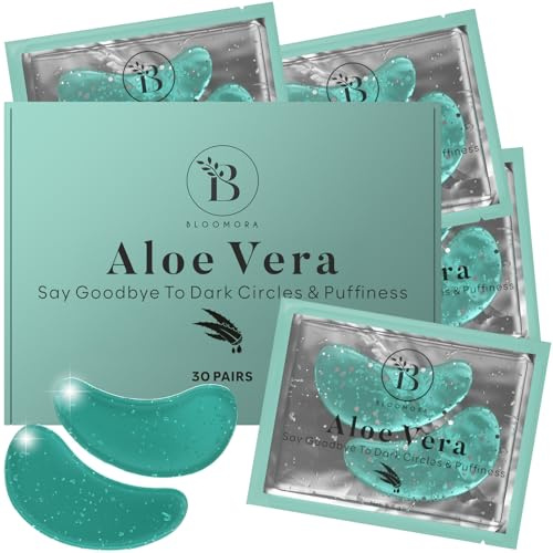 Aloe Vera Augenpads gegen Augenringe mit Hyaluron - 30 Paare | Praktisch einzeln verpackt - ideal als Geschenk für Frauen